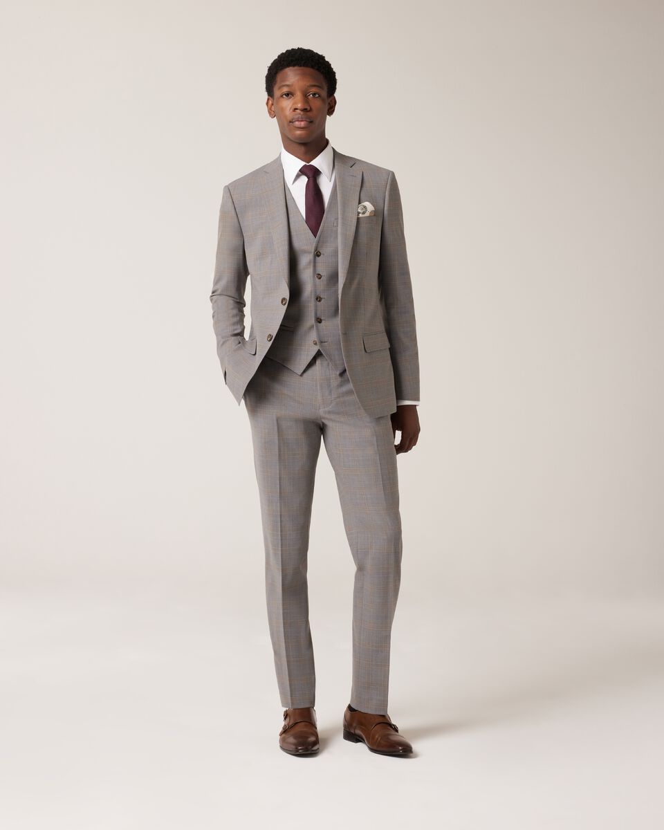 Wool Blend Tailored Vest, Grey Check, hi-res
